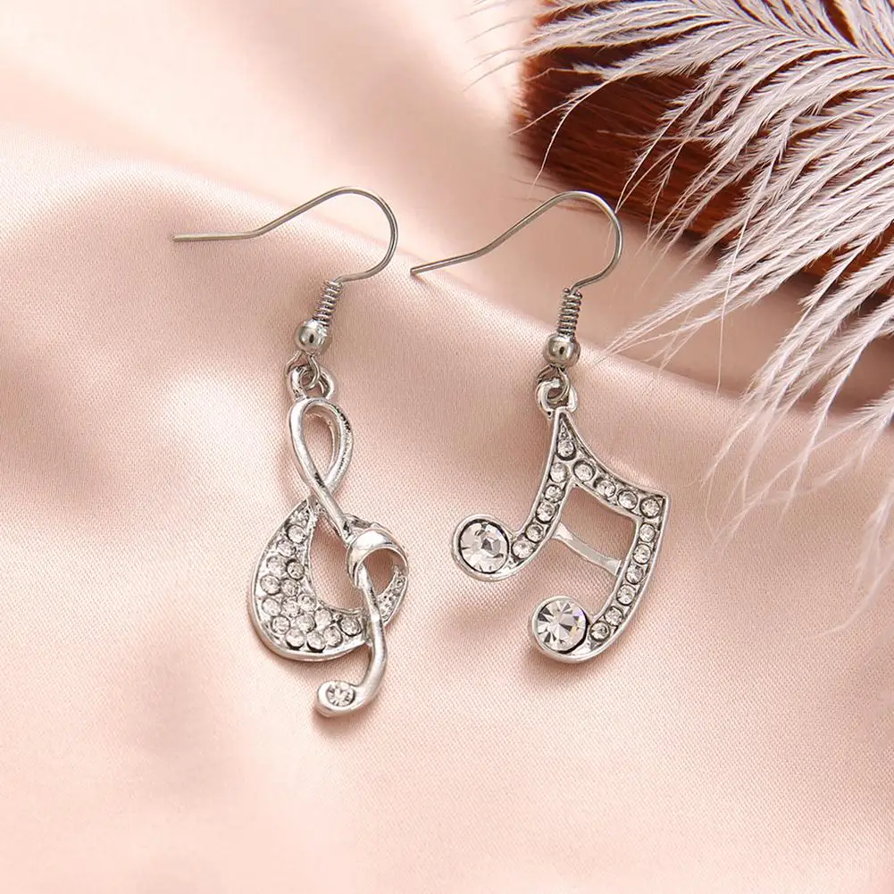 Fashion Earring Women Music Note Treble Clef Rhinestone Dangle Hook Earring Jewelry 2020