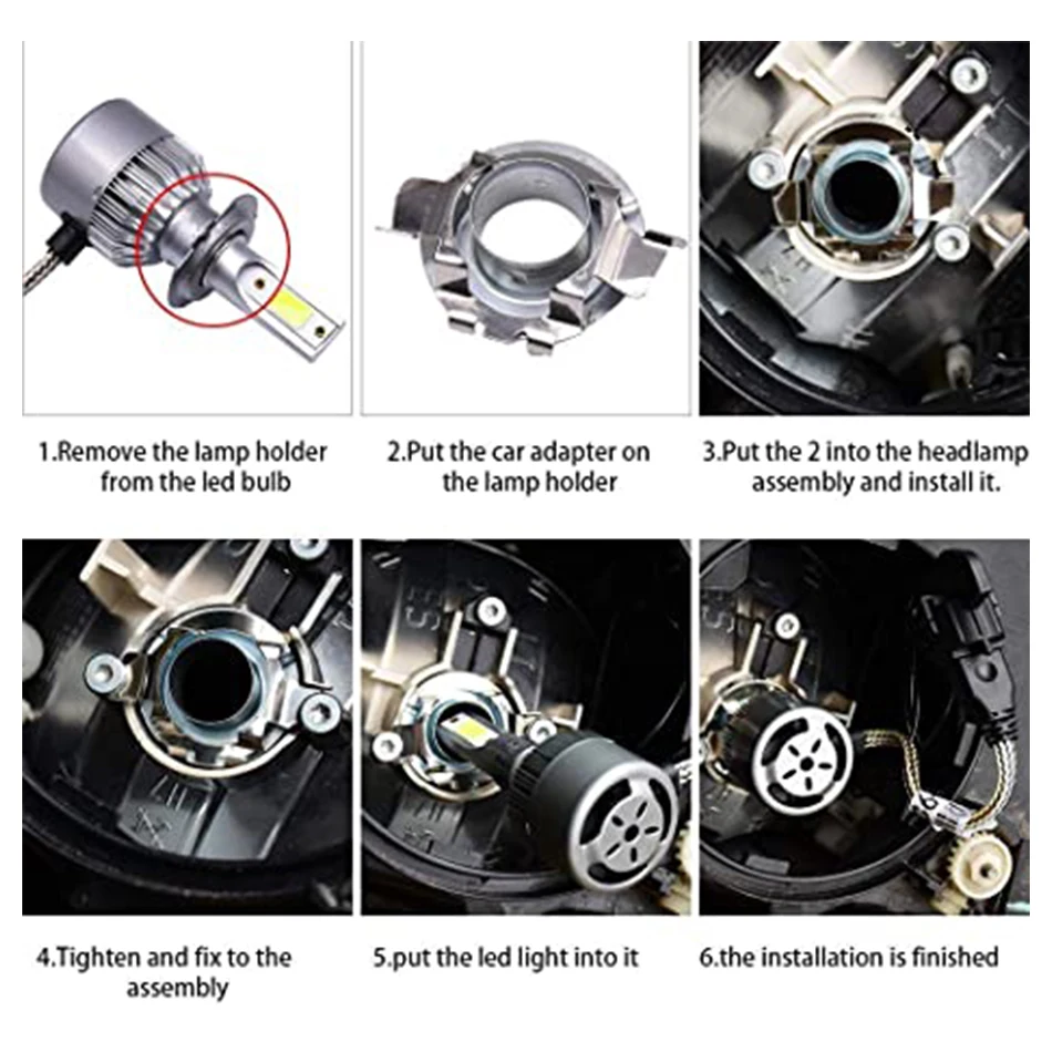 2x H7 LED Car Headlight Bulb Base Holder Adapter Socket H7 HID Headlight  For Benz BMW Audi Auto Headlight Mount