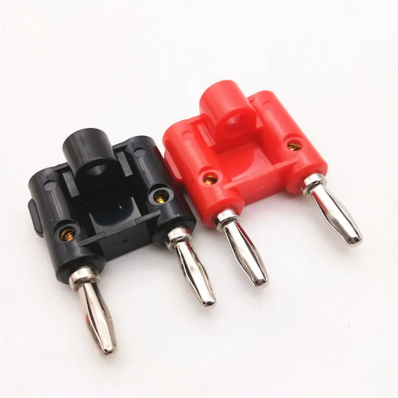 Conector Banana de doble fila de 4mm, adaptador de enchufe de altavoz chapado en oro, enchufe de Audio de dos posiciones, enchufe cruzado de linterna