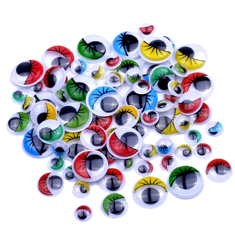 100pcs Self Adhesive Eyes with Eyelashes for Doll Bear Stuffed Toy DIY Scrapbooking Craft Handmade Accessories 6mm/8mm/18mm/3cm