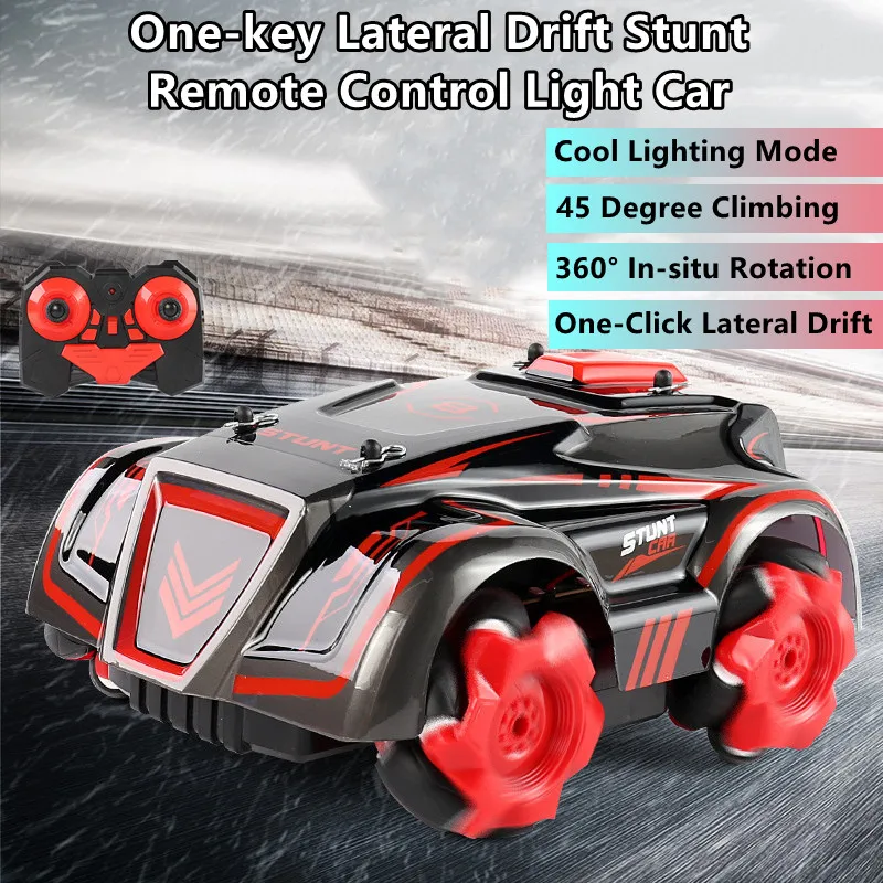 One-key Lateral Drift Stunt Remote Control Car 360° In-Situ Rotation Mecanum Wheel Cool Lighting Sound Effects RC Truck Model