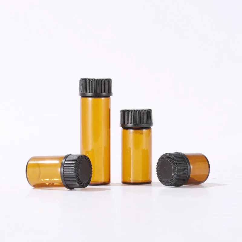 1pc Empty Amber Glass Essential Oil Bottle Laboratory Test Tube Glass Perfume Bottle Oil Bottle Test Sample 1/2/ 3/ 5ML