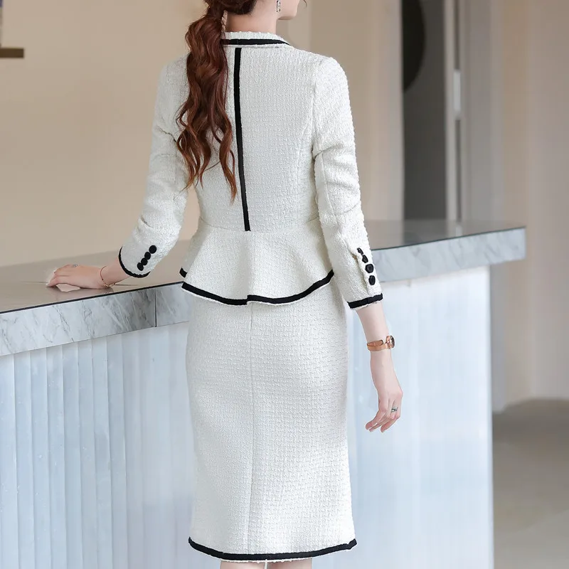 Naviu Hohe-Ende Formale Anzug Frauen Neue Mode Schlanke Business-Langarm Woll Blazer und Rock Büro Damen Arbeiten tragen