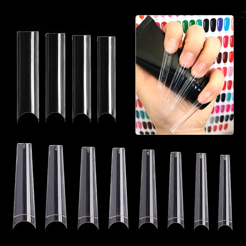 

240pcs/600pcs XXL False Nails Long/Tips Half Cover Nail Tips Box Stiletto Clear Fake Nails Coffin/Square ABS Manicure Art Tool