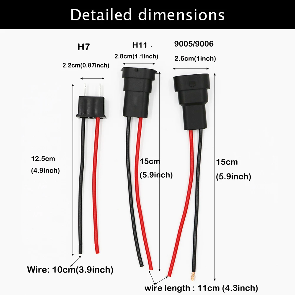 1pcs H11 H8 H13 H16 Male Adapter connector Wiring Harness 9005 9006 HB3 HB4 H7 Sockets Wire For Headlights Fog Lights Retrofit