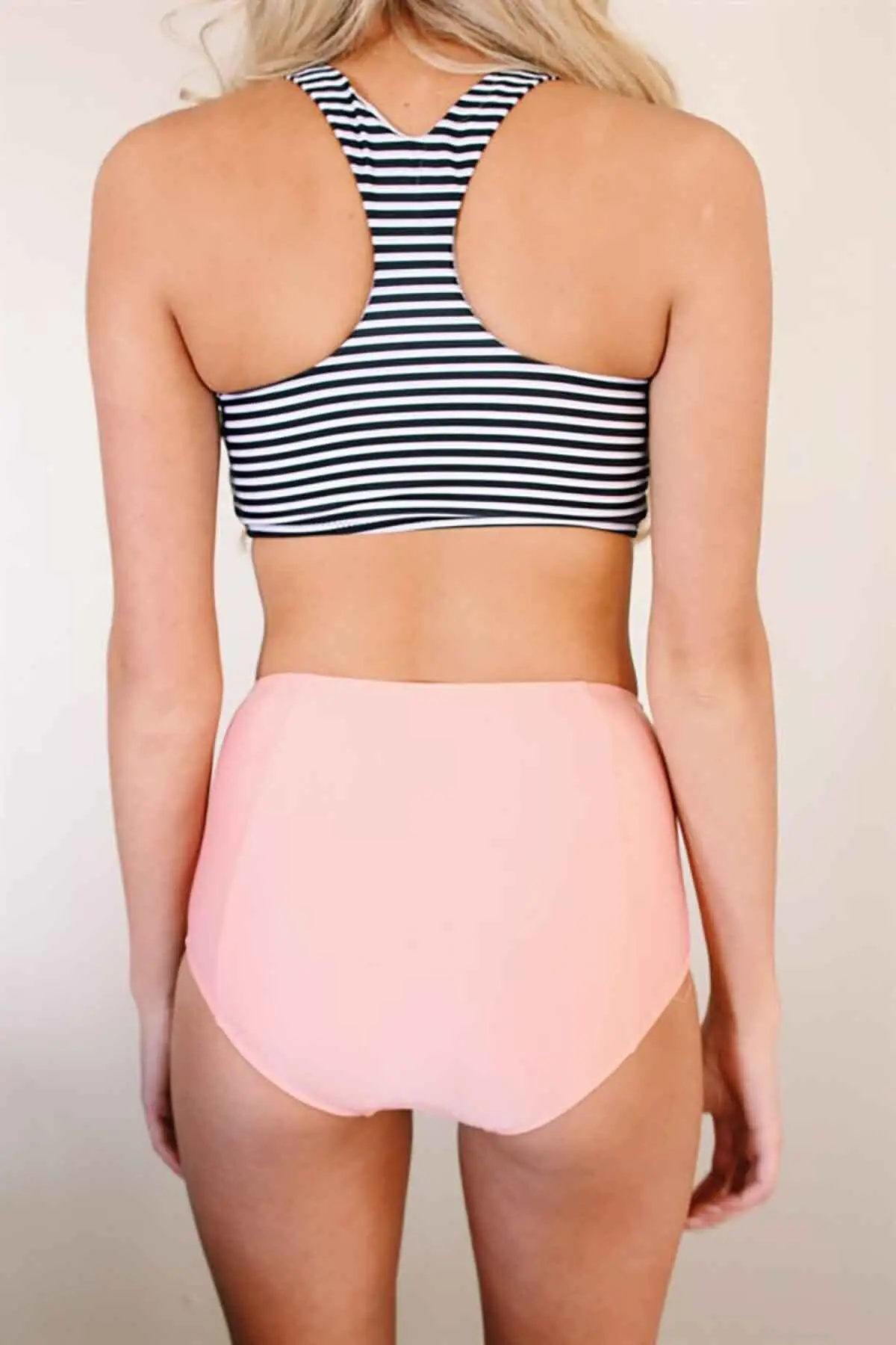 Traje de Bikini Tankini de cintura alta a rayas para mujer, Top rosa de seis piezas, nueva temporada, 2021