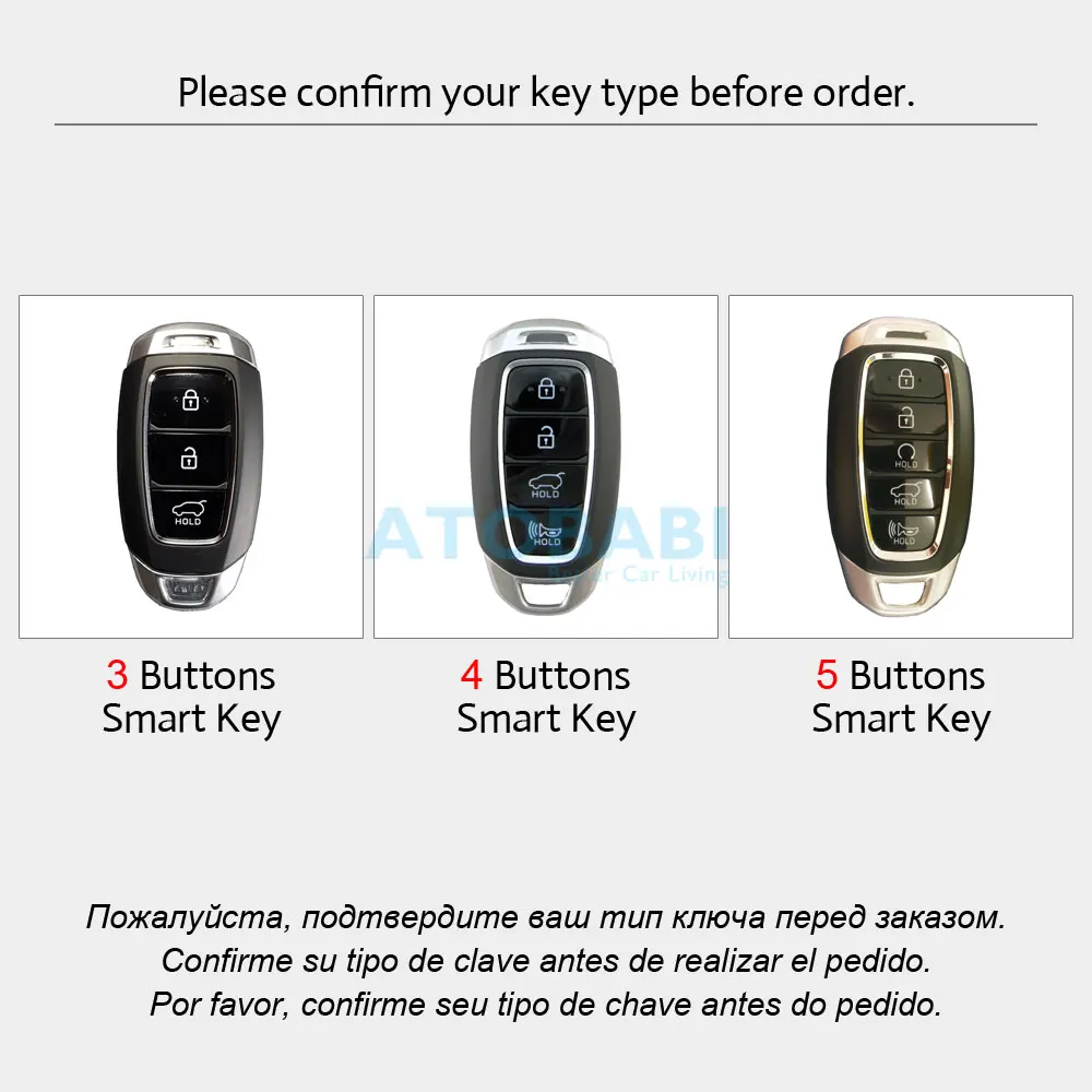 Leather Car Key Case For Hyundai Palisade Grandeur Azera Elantra GT Kona 2018 2019 Smart Remote Fob Protector Cover Accessories