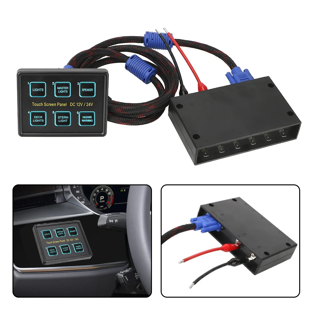 Touch Screen Switches Panel for Car Marine Caravan 6 Gang LED Switch Panel Slim Touch Circuit Control Panel Box 12V/24V