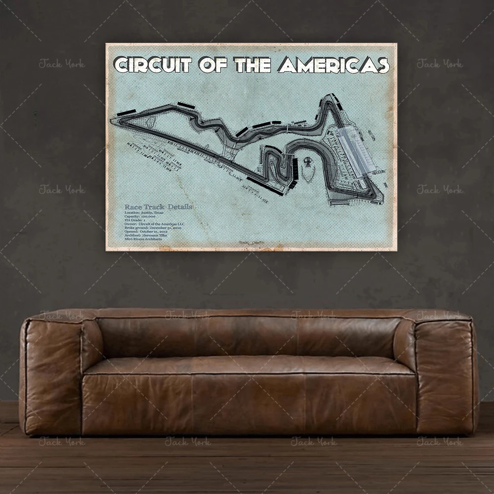 Circuit of the Americas Austin Texas Blueprint Race Track Print