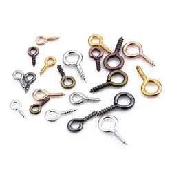 200Pcs Mix Color 4 5 6.5mm Tiny Mini Eye Pins Hooks Eyelets Screw Threaded Gold Clasps Hooks Jewelry Findings For Making DIY