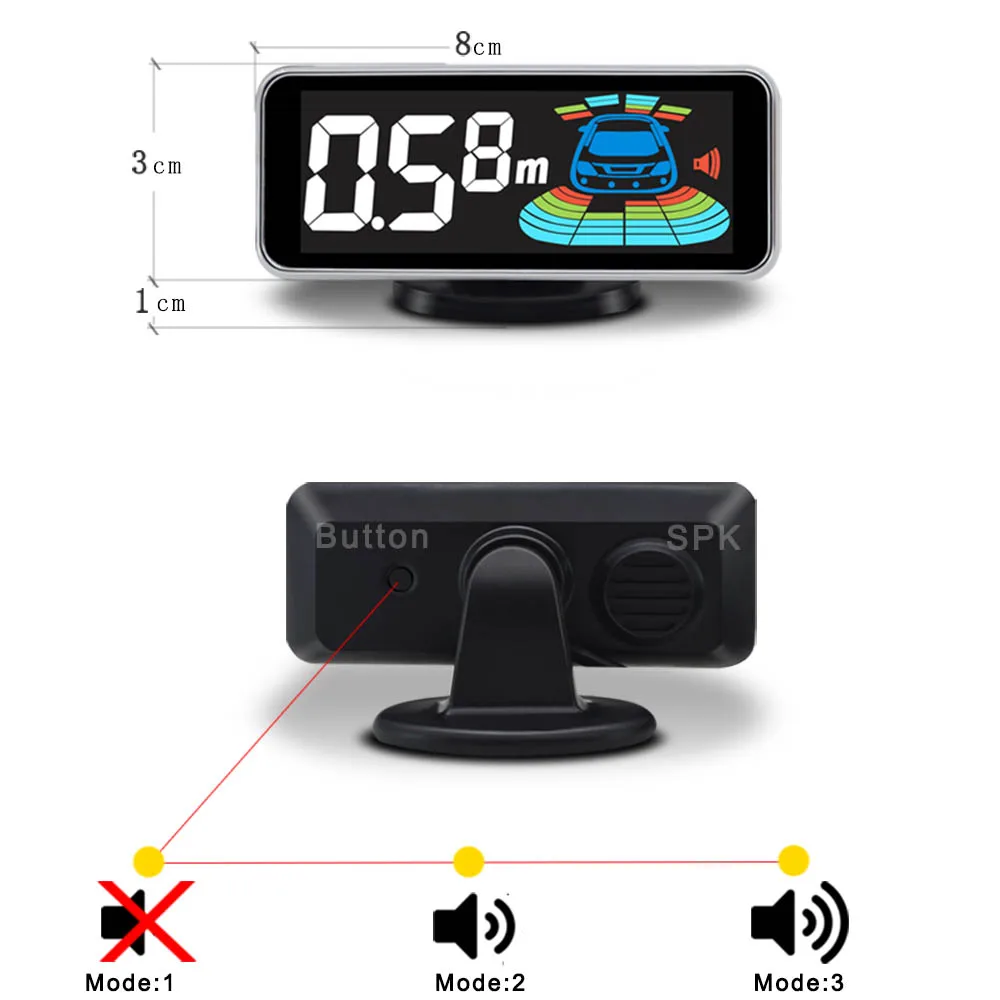 QXNY Car Reversing Backup Radar Front and Rear 8 Parking Sensors for Vehicle Monitor Detector System Backlight  Sound Buzzer