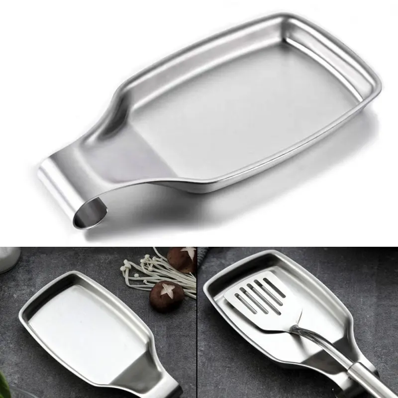 Stainless Steel Spoon Rest Rust-resistant Kitchen Spoon Holder Spoon Rest Fit For Any Other Kitchen Cooking Utensils Universal