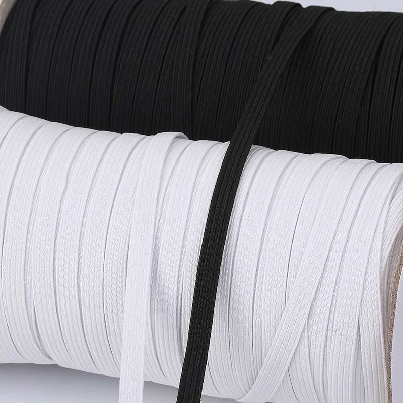 3/4/5/6/8/10 millimetri Piatto Lavorato A Maglia Elastico Bianco Nero Per Cucire In Poliestere stretch corda di Gomma Elastica di Abbigliamento FAI