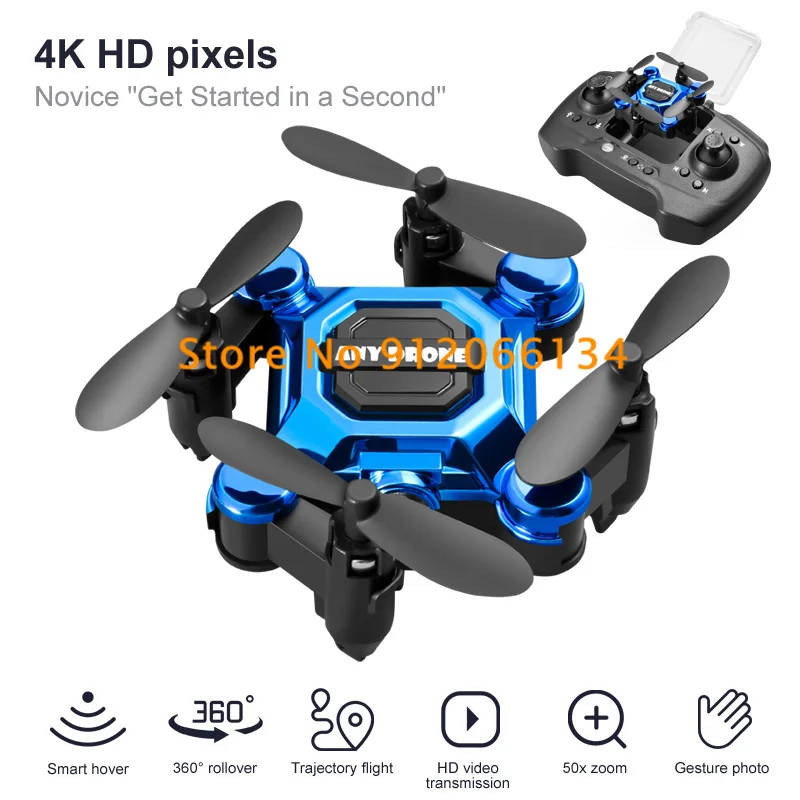 4K Mini Folding Remote Control Quadcopter Smart Suspension 360 Degree Rotating One Key Return Aerial RC Drone Toys For Kids Gift