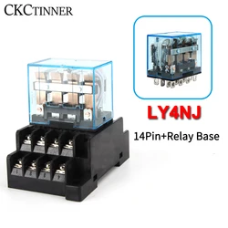 Intermediate Relay HH64P LY4NJ 10A Micro Small Electromagnetic Relay ACDC12V24V AC110V 220V 380V With 14 pins Socket base PTF14A