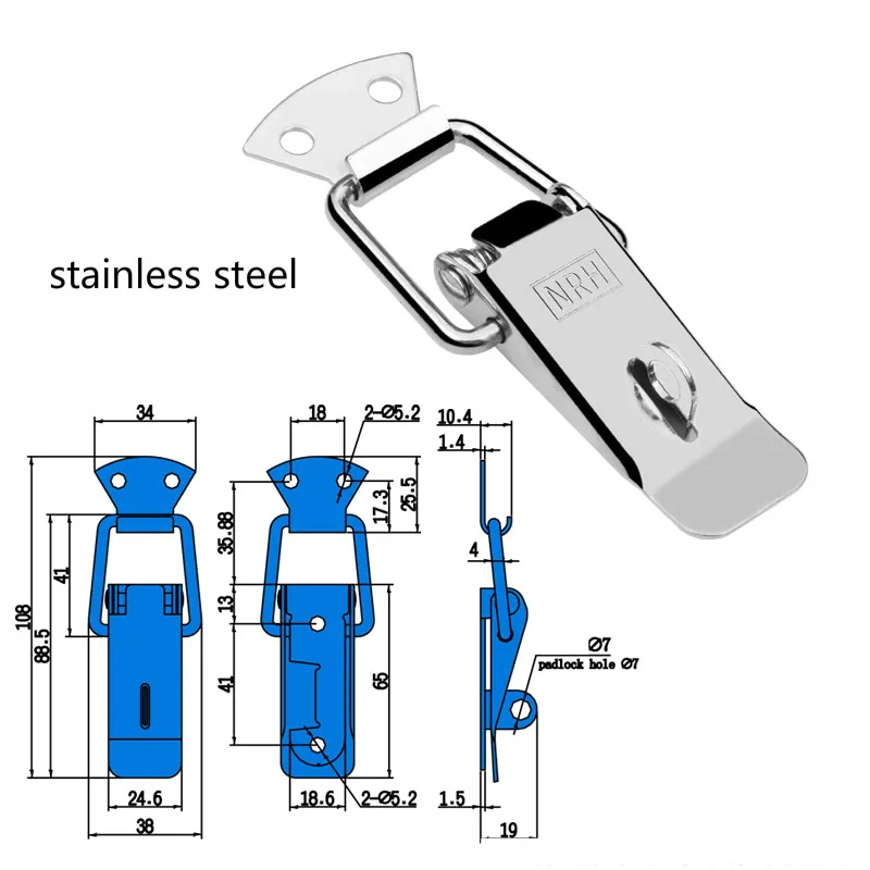 4pcs/lot Stainless Steel Hasps For Sliding Door Window Home Iron Cabinet Toolbox Locks Latch Catch ToggleFurniture Hardware