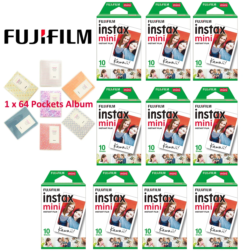 100 Sheet Fujifilm Fuji Instax Mini White Film Instant Photo Paper For Instax Mini 12 11 8 70 25 90 Camera SP-1 SP-2 +Free Album