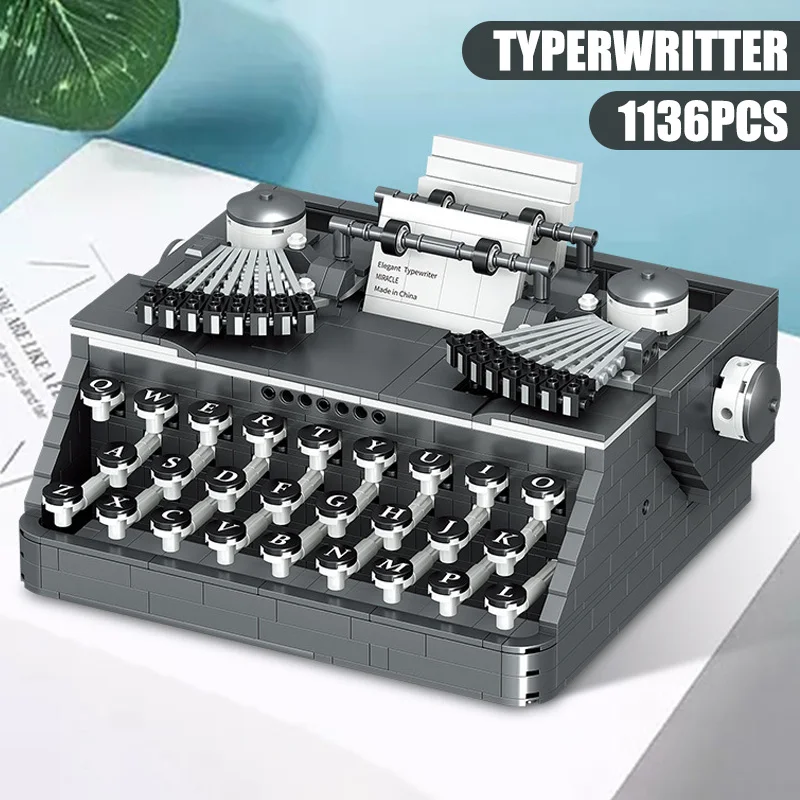 

City Retro Classic Typewriter Keyboard Model Mini Size Building Blocks DIY Writing Machine Bricks Toys For Children Gifts