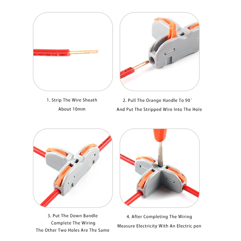 Quick Universal Compact Conductor Wiring Connection Splitter SPL Spring Splicing Push-in Terminal Block For Home 222 223