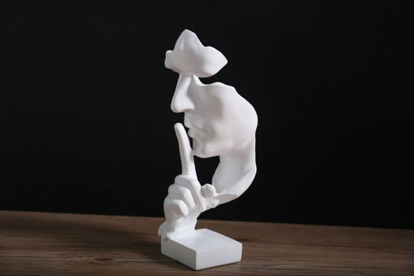 Denker Statue Skulptur Stille ist Gold Figuren Harz Retro Home Decor für Büro Studie Wohnzimmer abstrakte Gesicht Ornamente – Detail 6