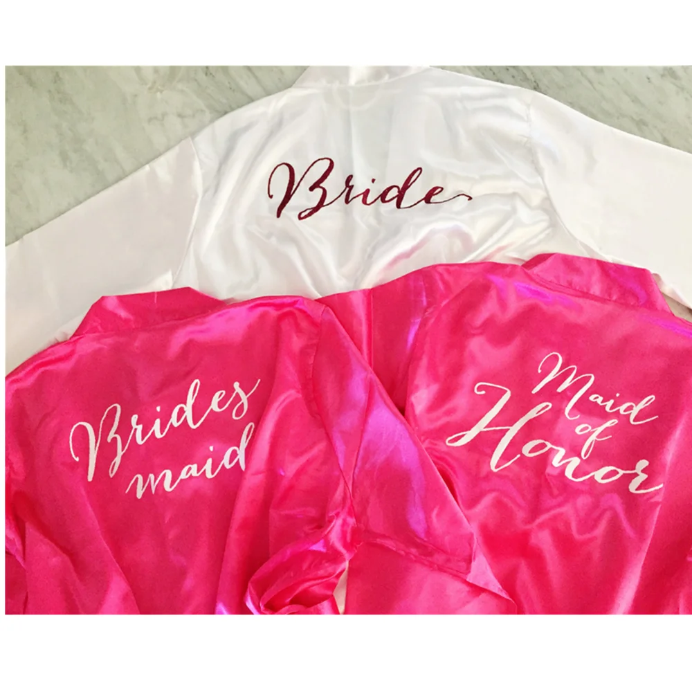 personalize Name blush rose gold bridal shower robe unique christmas gifts Mother's dressing gown satin flower girl kimono robe