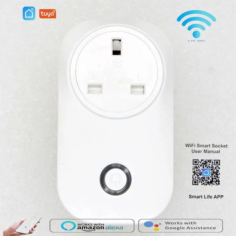 Tuya16A WiFi Smart Socket Power Monitor with App Remote Control Voice Support for Alexa & Google EU/AU/Brazil/Israel Plug