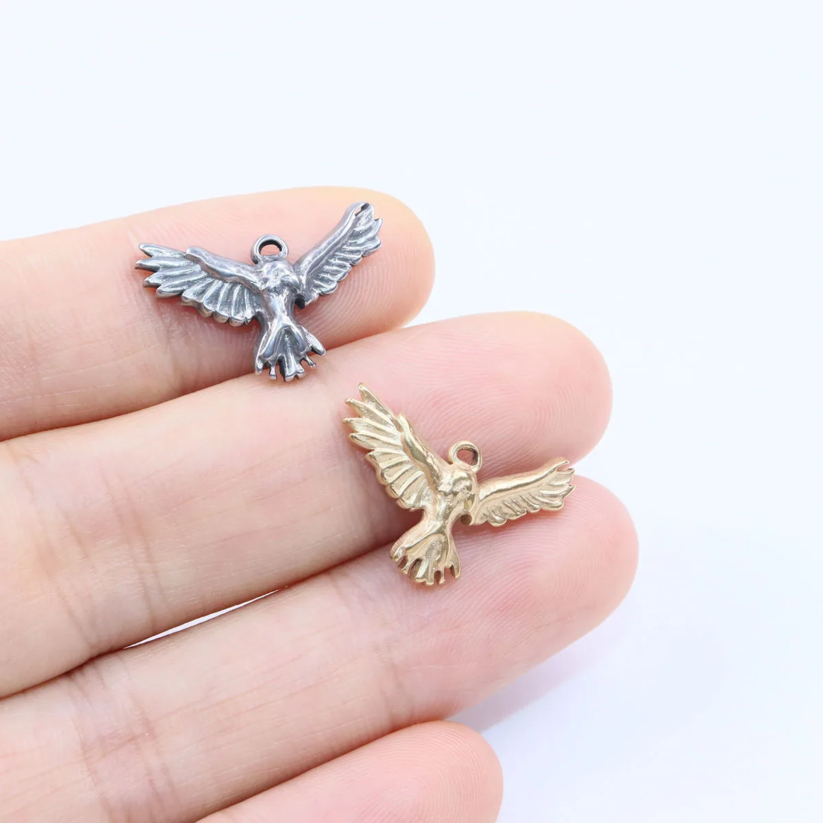 5pcs 20*13mm Wholesale Stainless Steel High Quality Eagle Charms Pendant DIY Necklace Earrings Bracelets Unfading 2 Colors