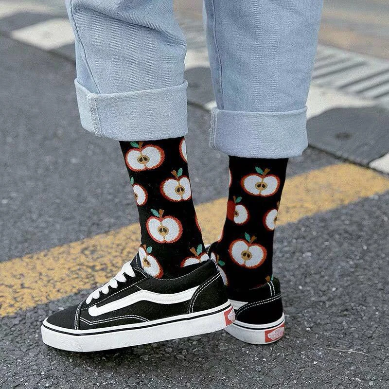 Novelty  Women Socks Funny Avocado Omelette Burger Fruit Food Socks Casual Combed Cotton Socks Women Happy Socks Female