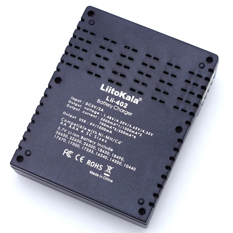 Liitokala Lii-402 18650 Charger 1.2V 3.7V 3.2V 3.85V AA 26650 10440 14500 16340 NiMH li-ion battery Smart charger 5V 2A Plug