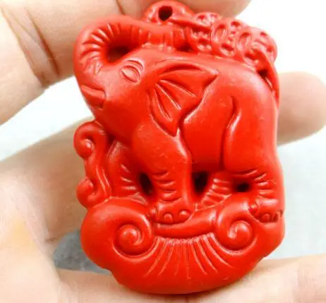 Natural stone Quartz crystal Cinnabar Elephant pendant for diy jewelry making Necklace Accessories S14