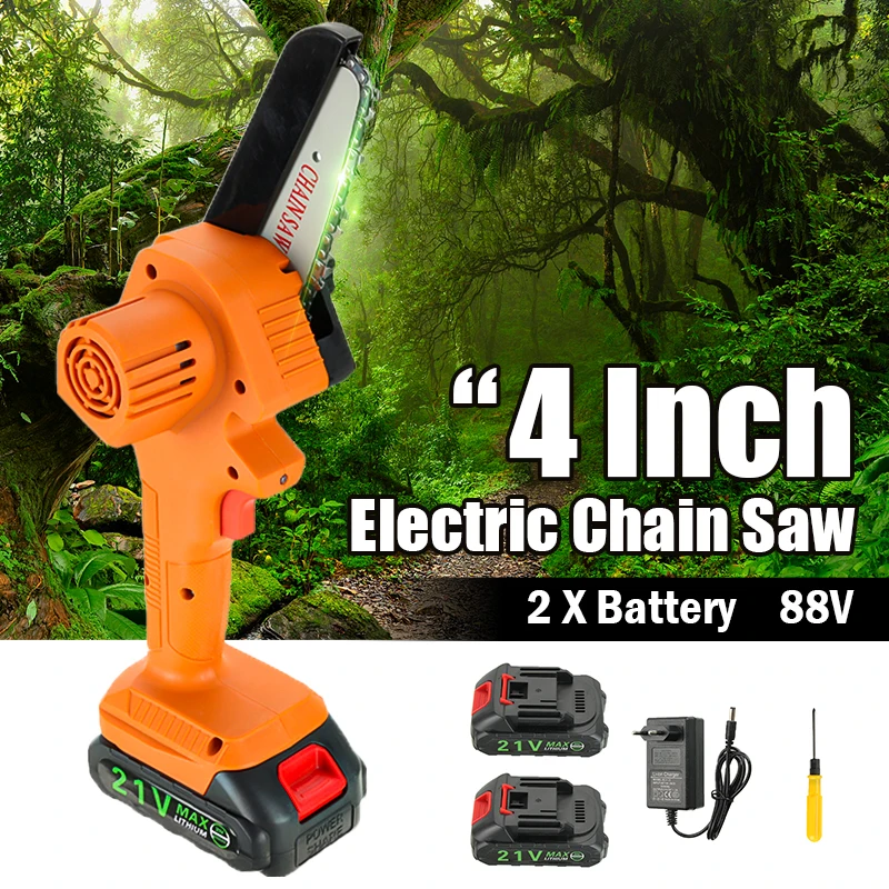 

Portable Electric Pruning Saw With 2PC Battery Garden Logging Mini Electric Chain Saw Lithium Battery Woodworking Cutter Tool