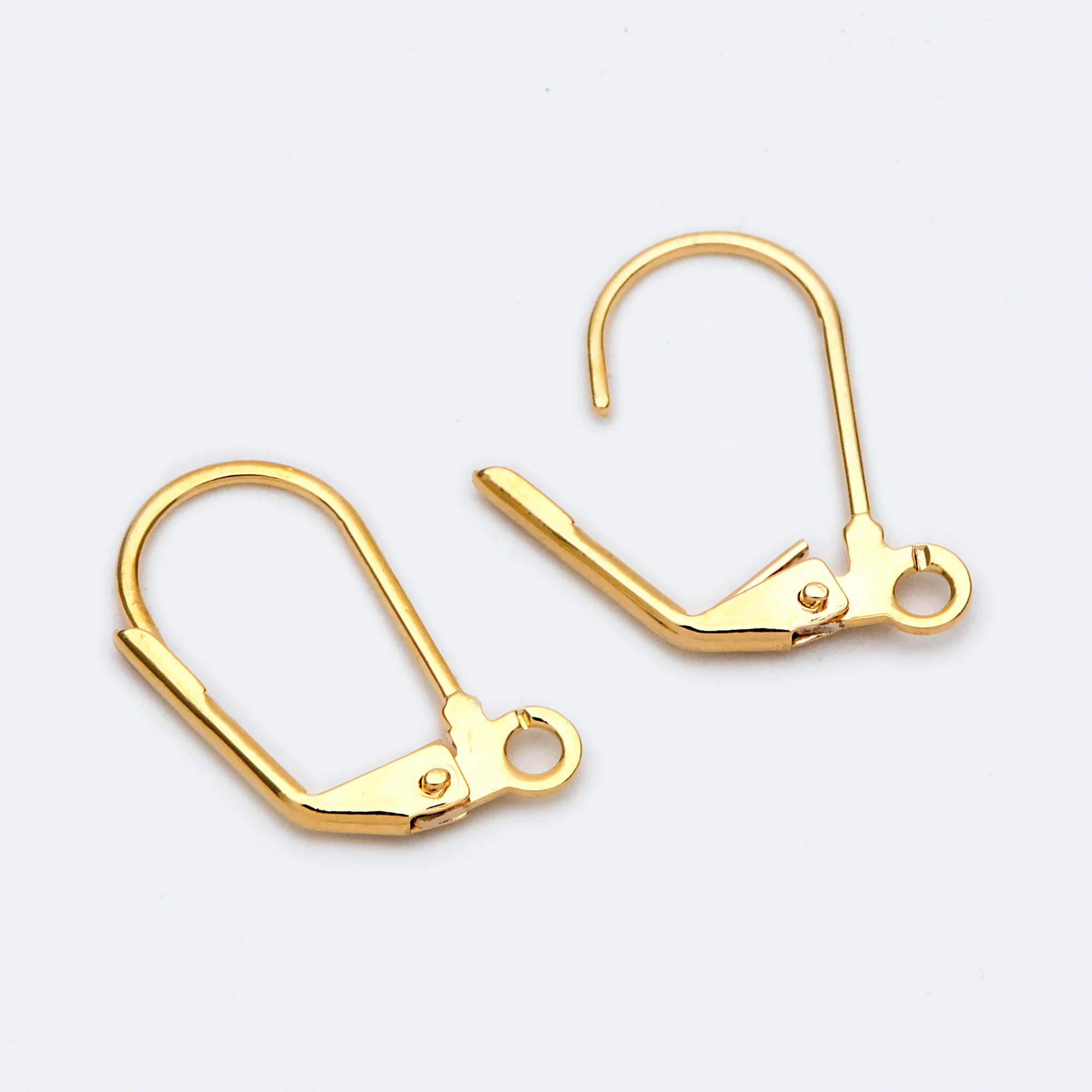 20pcs Leverback Ear Hooks, Gold Plated Brass, Earring Components Wire Hooks (GB-2108)