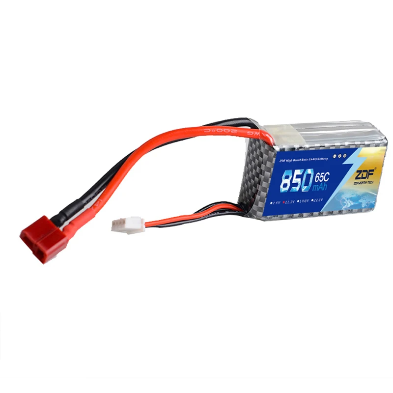 ZDF Lipo Battery 1S 2S 3S 3.7V 7.4V 11.1V 850mAh 25C 45C 65C with Female Plug for RC Racing Drone FPV Multicopter Fixed-wing