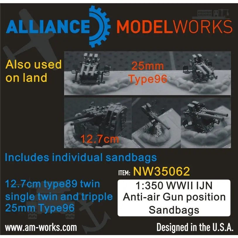 AM-WORKS NW35062 1/350 WWII IJN Anti-Air Gun Position Sandbags - Upgrade Detail Set