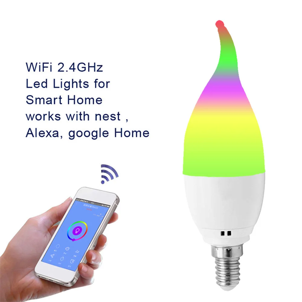 wifi smart bulb led lamp smart house E14/E27 RGB support Alexa Google IFTTT smart speaker voice control 6W led decorative lights