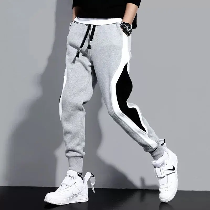 

2023 New Men Joggers Patchwork Male Trousers Casual Pants Sweatpants Jogger Grey Casual Elastic Fitness Workout Dar 5XL