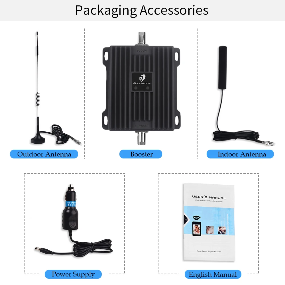 3G 4G LTE Cell Phone Signal Booster Amplifier 800/2600MHz Band 20/7 Mobile Repeater for Car Truck Boat Boost Voice Data