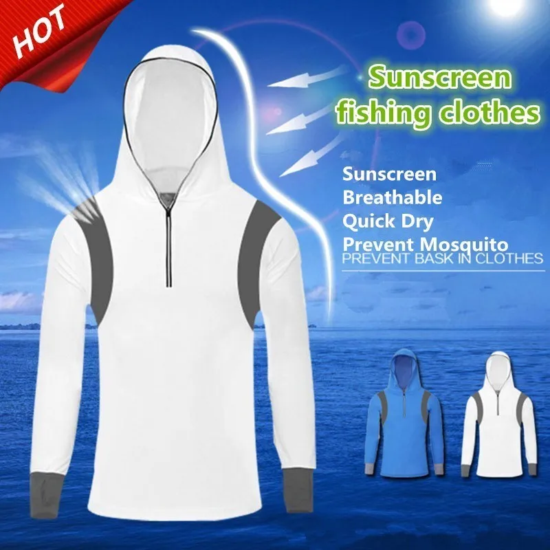 Professional Fishing Clothes Jersey Shirt Men Summer Quick Dry Breathable Hooded Clothes Outdoor UV Camisa De Pesca Camping Ropa