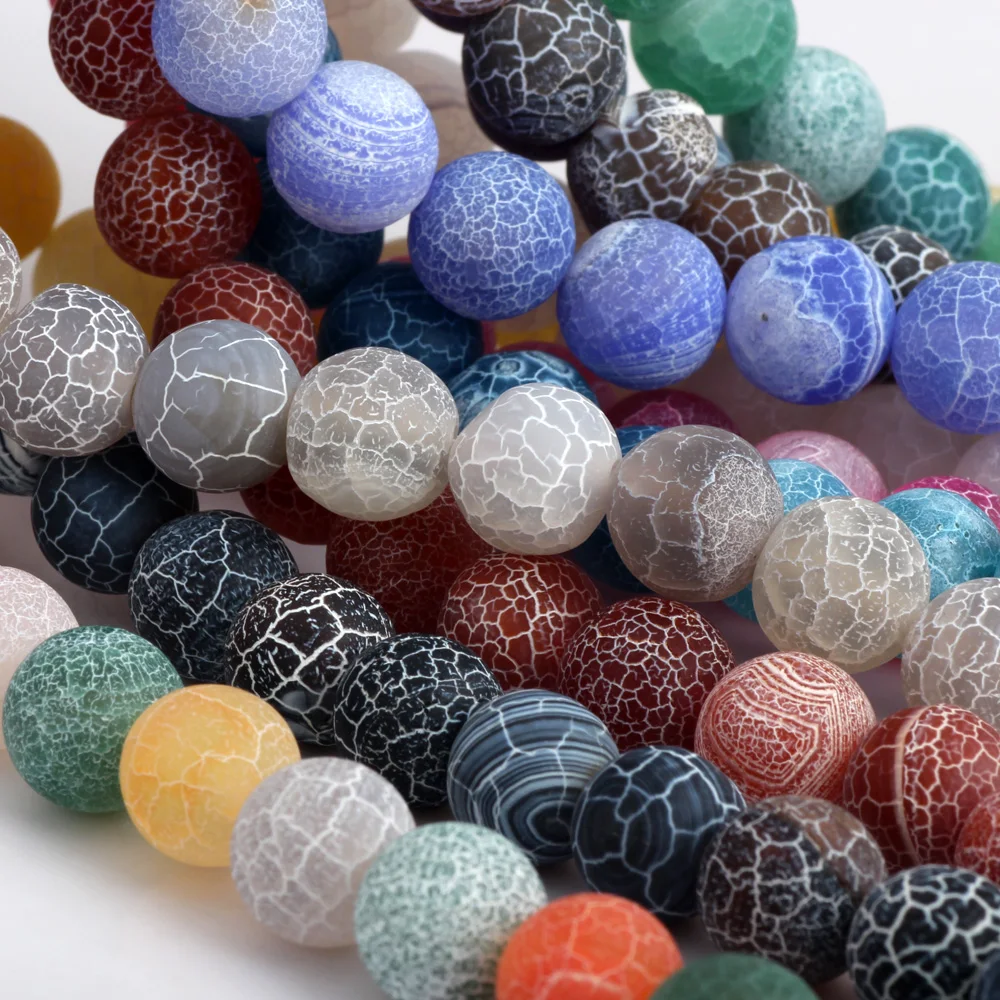 6MM/8MM/10MM Round Matte multicolor Frost Agates Natural Semi-precious stones Loose Beads DIY necklace Jewelry Making