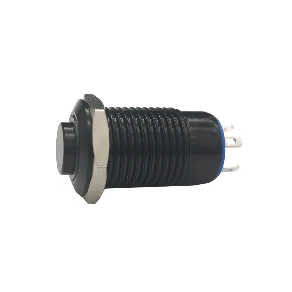 Black aluminium led light 12mm Push Button Mini Switch Momentary LATCHING 12V 24V BLUE GREEN