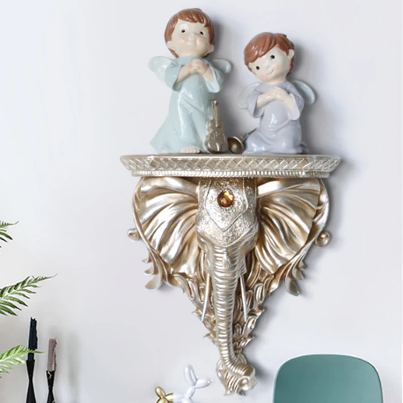 Elephant Wall Decoration,Animal Statue,3D Three-Dimensional Wall Hanging,Storage Rack Shelf,Partition,Ledge,Resin Artwork Mural