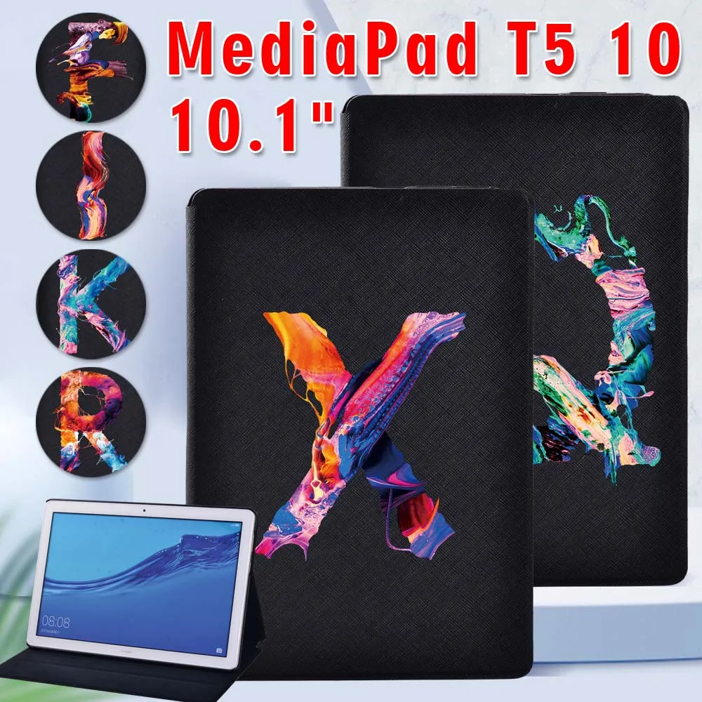 

Tablets Case for Huawei MediaPad T5 10 10.1 Inch AGS2-W09/W19/L03/L09 Shockproof Cool Letter Series Flip Stand Cover Case