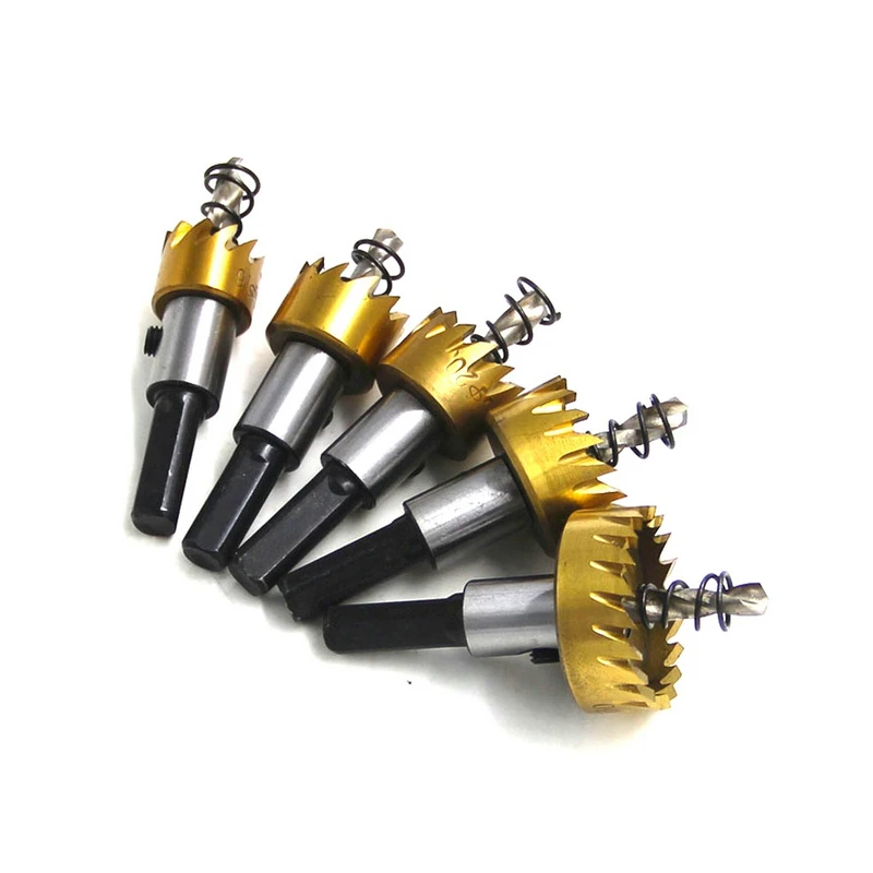 

5Pcs Carbide Tip Drills Set 16/18.5/20/25/30MM Metal Alloy Drills Wood Drilling Hole Cut Tool Bit Hole Saw For Installing Locks