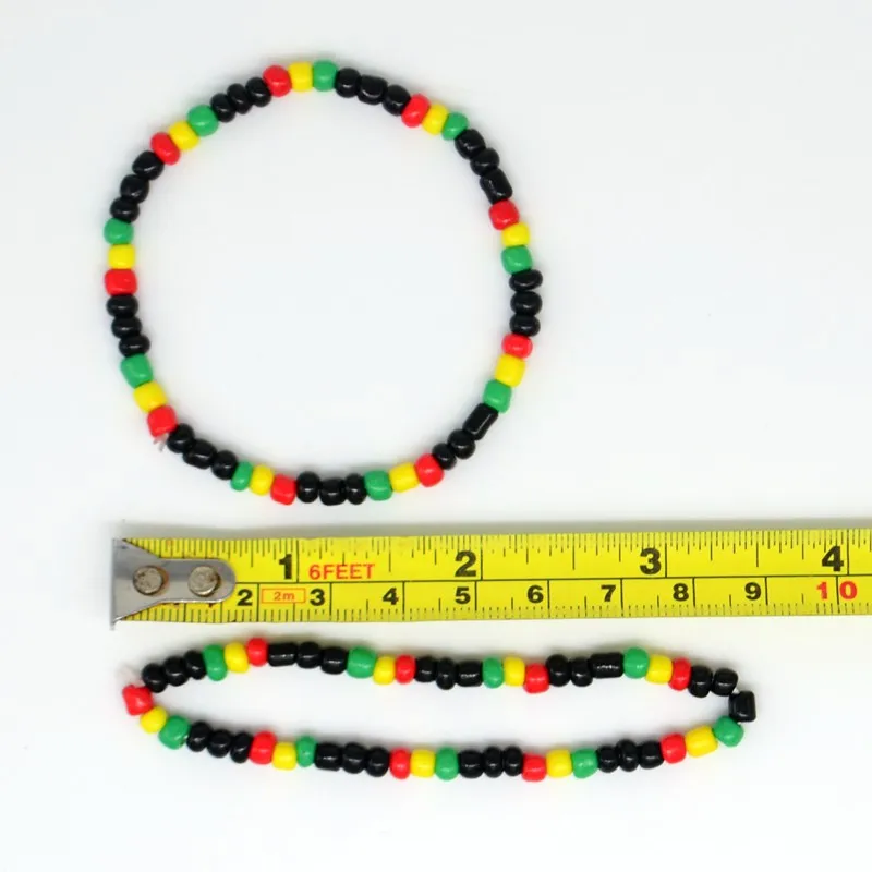 20x Rasta Reggae Punk Hiphop Elastic Stretch Bracelets Glass Seed Beads Bracelet Fashion Jewelry