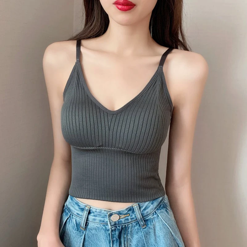 Shintimes New 2021 Sexy Backless Crop Top Women Striped Short Tank Top Korean Fashion Clothes Summer Tops Woman White Haut Femme