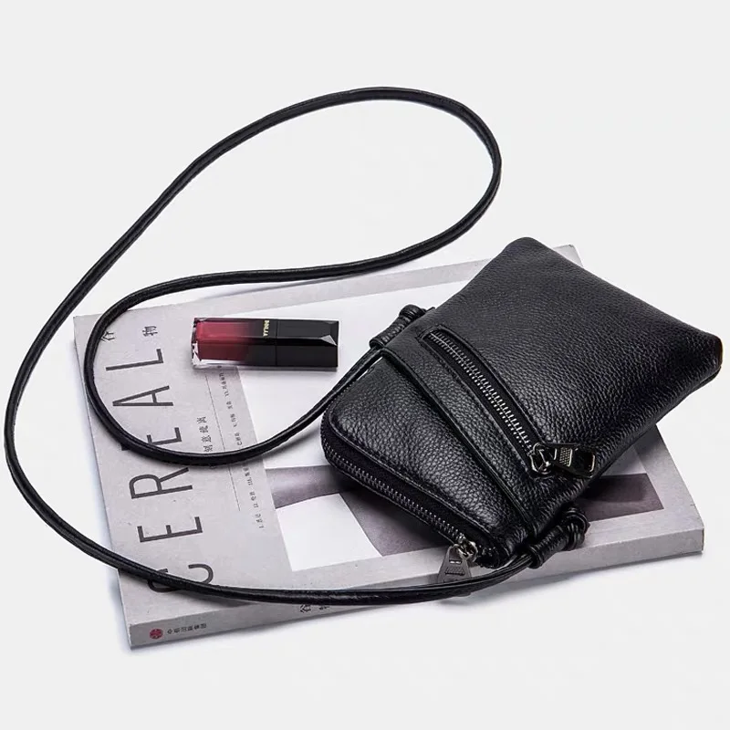 Bolso pequeño para teléfono móvil para niña, bandolera de piel auténtica para fiesta, estilo Vertical, versátil, novedad de 2023