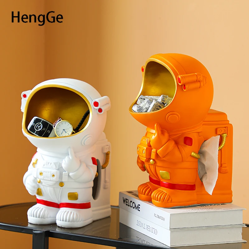 

Creativity Astronaut Tissue Box Modern Decor Resin Crafts Multifunction Organizer Pumping Paper Storage Boxes Home Decoration