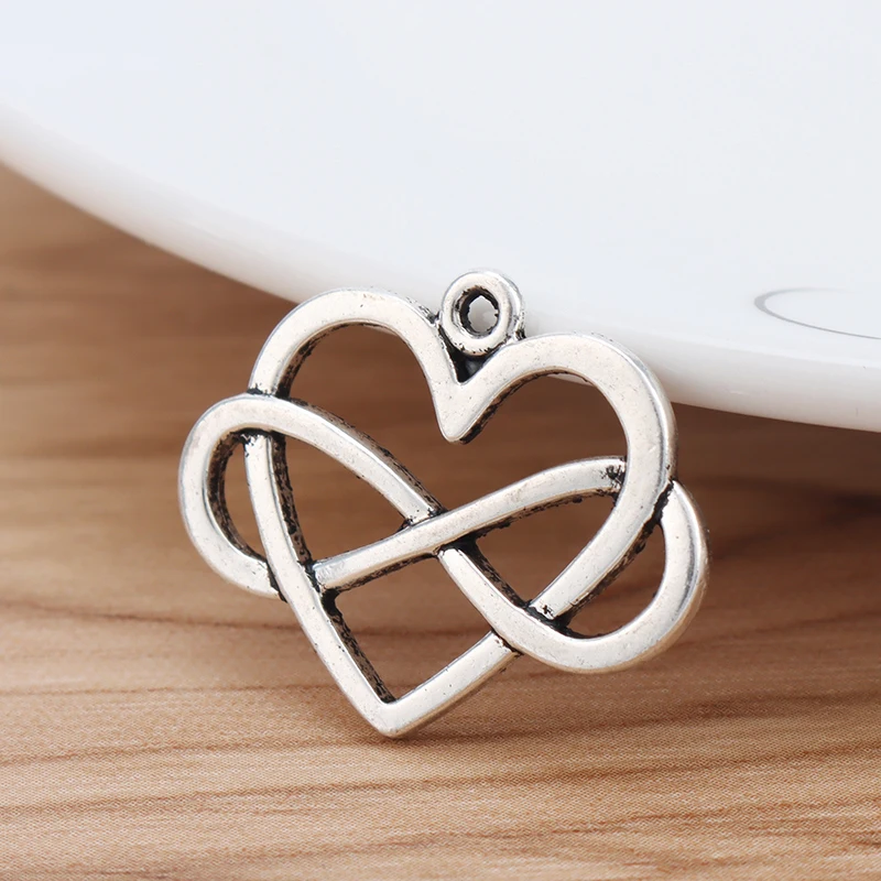 

10 Pieces Tibetan Silver 2 Sided Infinity Heart Charms Pendants for DIY Bracelet Jewellery Making Findings Accessories 27x22mm