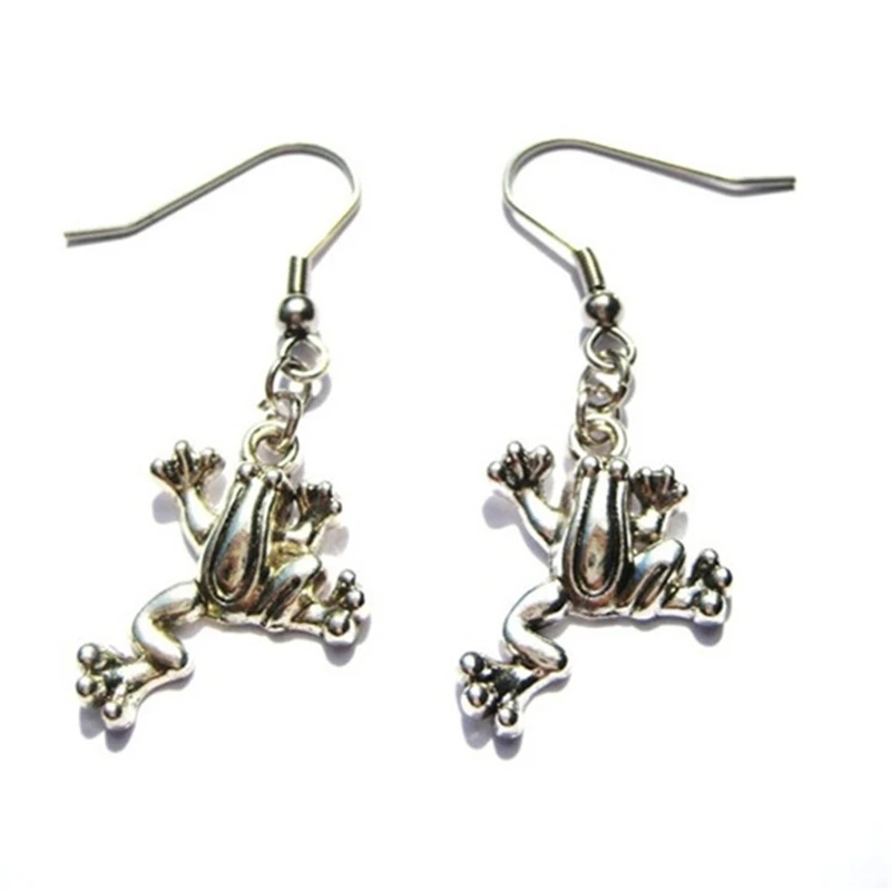 Frog Earrings Antique Silver Color Frog Jewelry Tree Frog Frog Gift Rain Forrest Animal Earrings