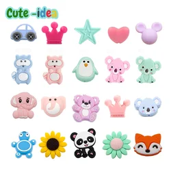 Cute-idea-Clips de sucette en silicone pour bébé, jouet à mâcher de dessin animé, pendentif JOFor, perles TeWindsor sans BPA, bricolage, 10 pièces